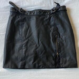Free People Black Faux Leather Mini Skirt